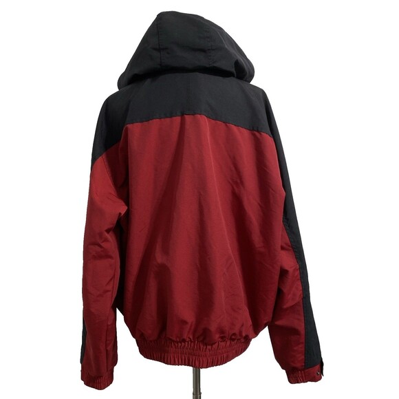 Carhartt Jacket Men's XL Red Black J105 Mesh Lined Hooded Nylon Color Block Coat - Picture 2 of 10